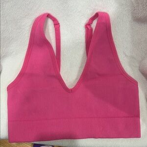 Pink Ribbed crop tank top